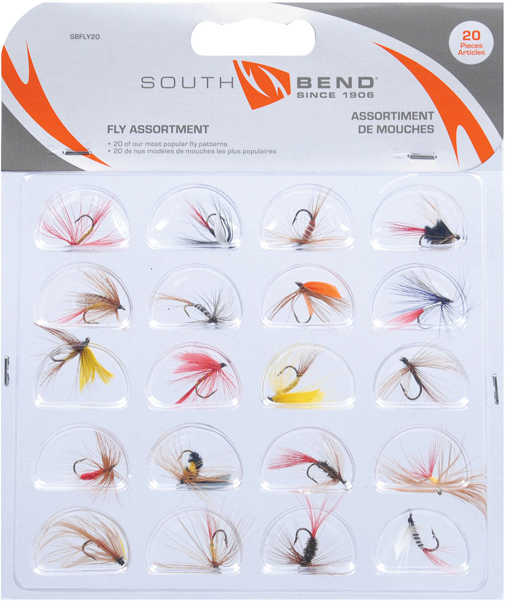 South Bend PO Pular Assortment 20 Pack of Fishing Flies