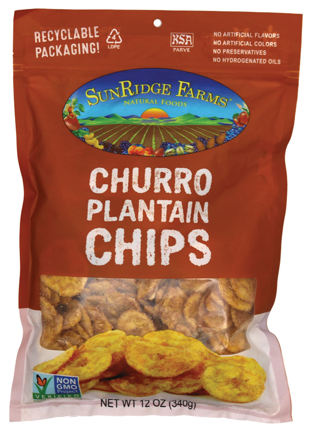 SUNRIDGE FARMS Plantain Chips Churro 12 Oz - Deliciously Crunchy Snack