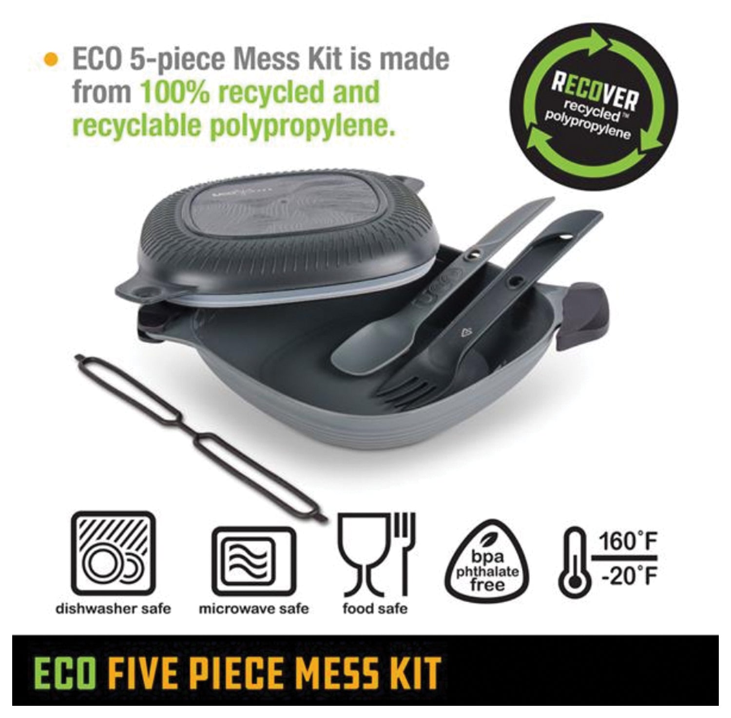 UCO Eco Five Piece Mess Kit Midnight - Compact Camping Cookware Set