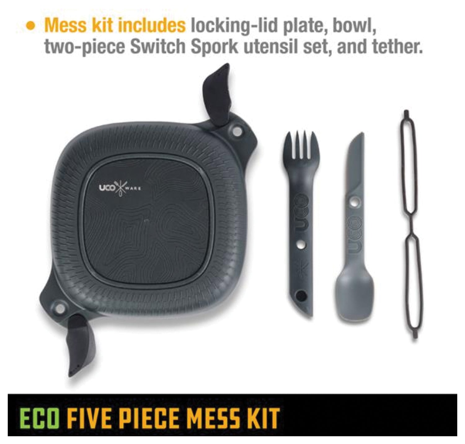 UCO Eco Five Piece Mess Kit Midnight - Compact Camping Cookware Set