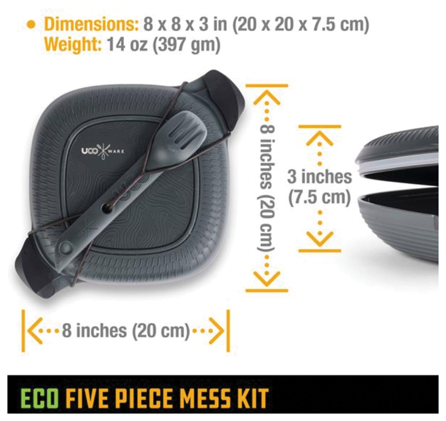 UCO Eco Five Piece Mess Kit Midnight - Compact Camping Cookware Set