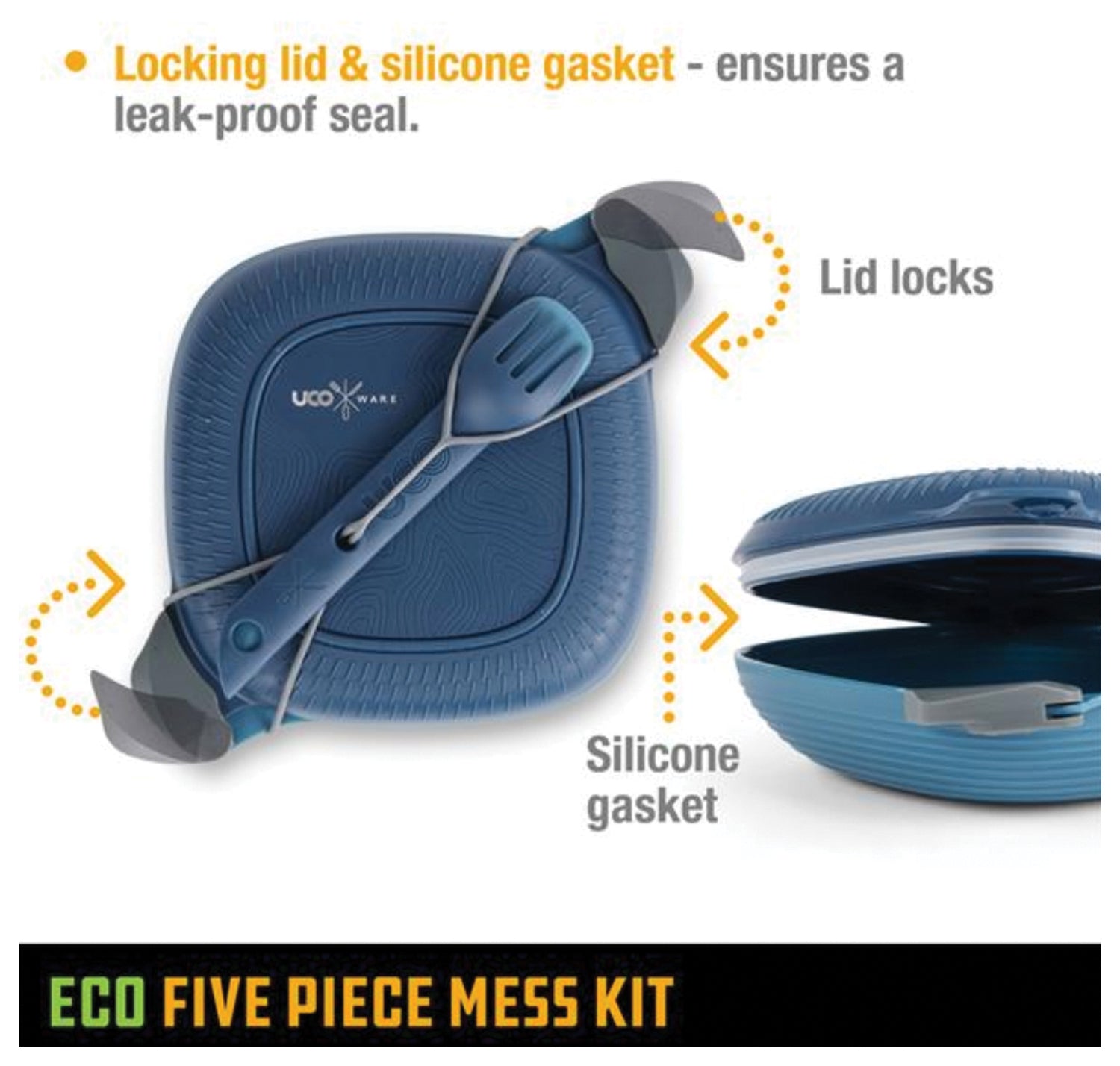 UCO Eco Five-Piece Mess Kit Ocean Blue - Durable Camping Tableware Set