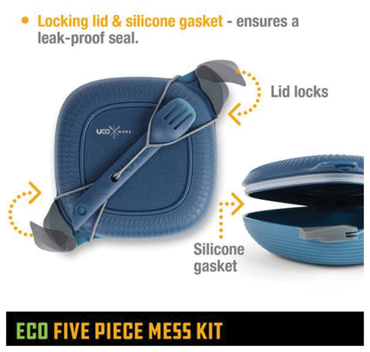 UCO Eco Five-Piece Mess Kit Ocean Blue - Durable Camping Tableware Set
