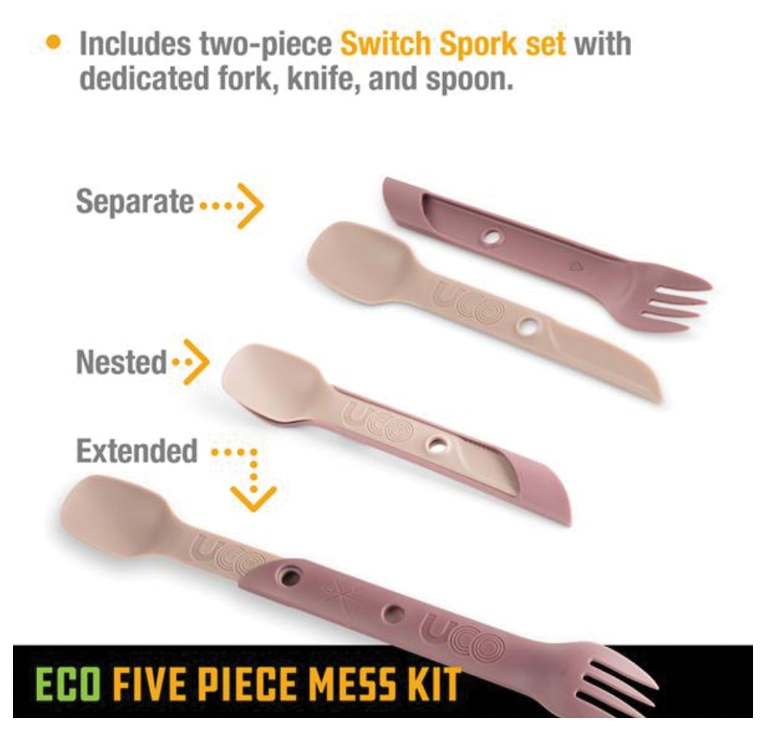 UCO Eco Five Piece Mess Kit in Plum Purple – Durable Camping Cookware Set