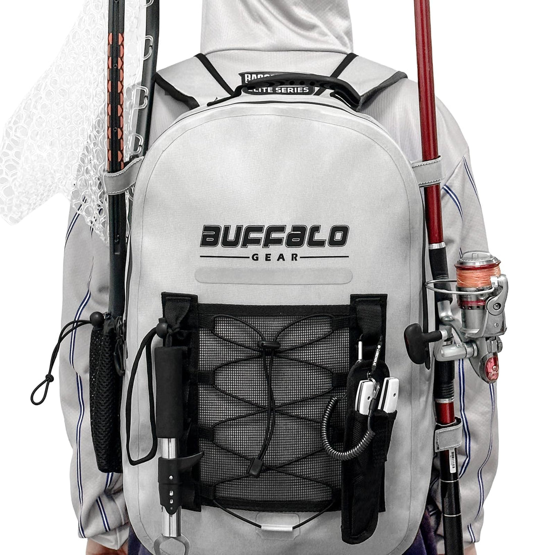 27QT Waterproof Fishing Backpack with Rod Holder