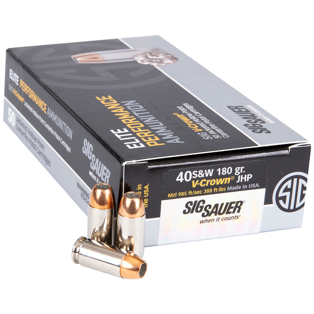 Sig Sauer Elite V-Crown Performance Pistol Ammo 40 S&amp;W 180 gr. JHP 50 rd.