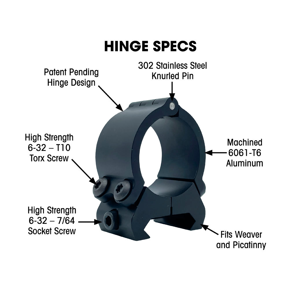 VersaRing Universal Scope Rings Black 1 in. Hinge