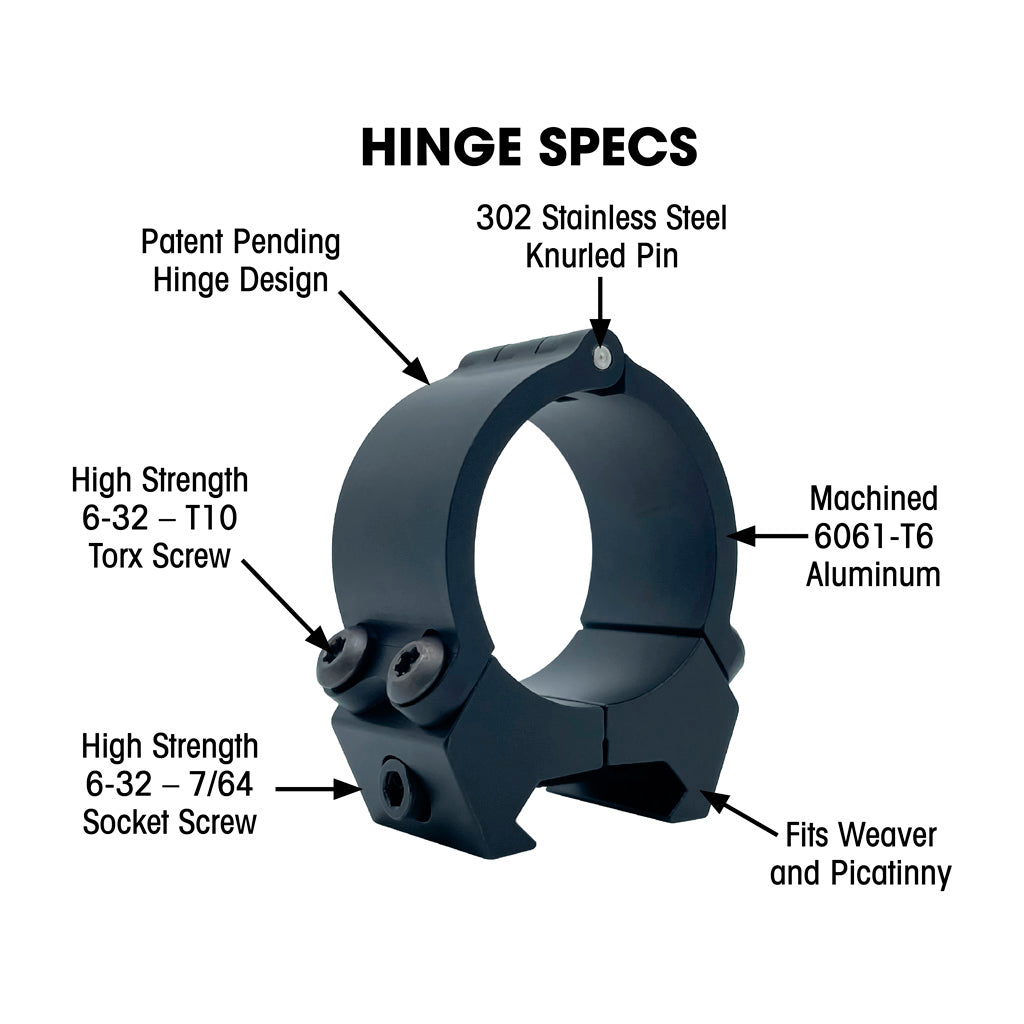 VersaRing Universal Scope Rings Black 30mm Hinge
