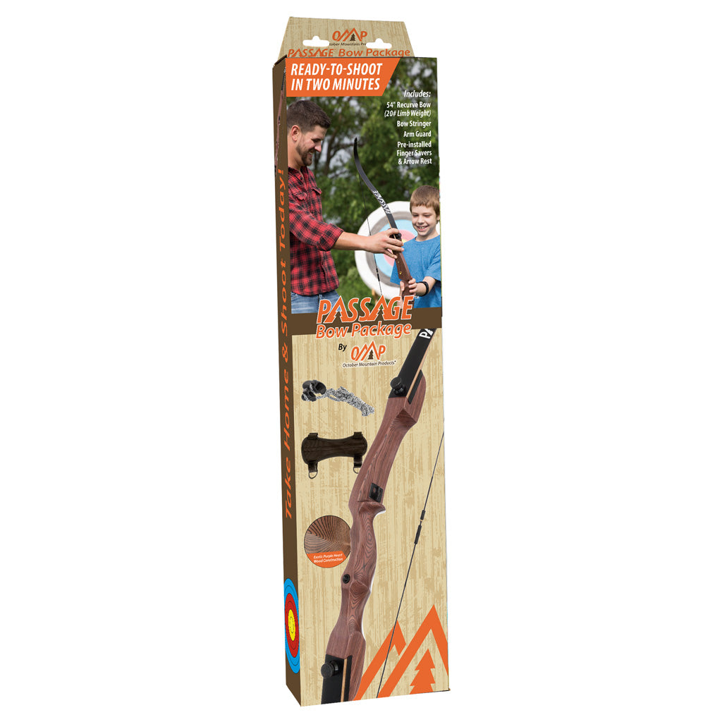 October Mountain Passage Recurve Bow Package - 54 inch, 20 lbs, Right Hand
