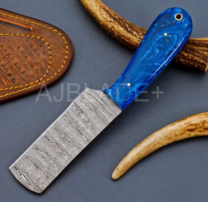 Blue Resin Handle Cowboy Bull Cutter Knife for Trail and Everyday Use