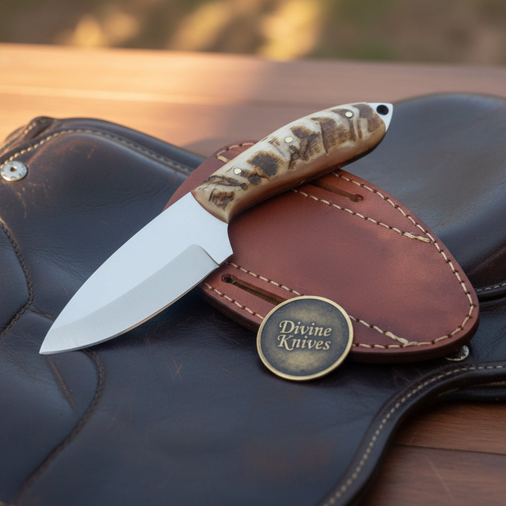 Ram Horn Drop Point Hunter Knife for Hunters and Outdoor Users
