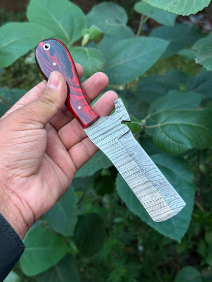 Crimson Razor Edge Bull Cutter Knife with Marbled Handle