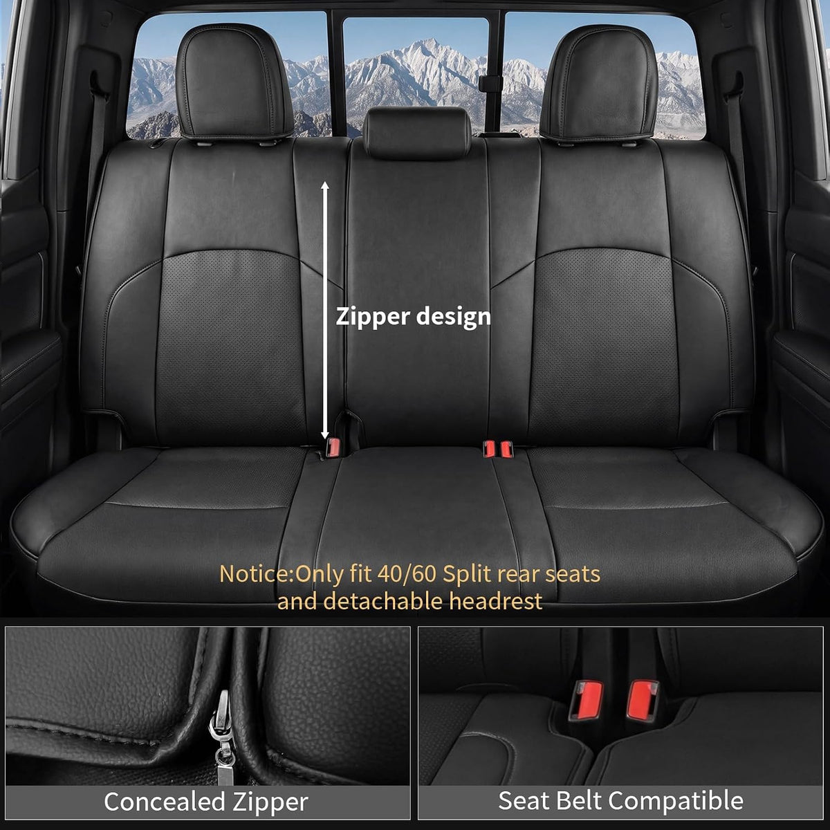 Truck Seat Covers for Toyota Tacoma 2024-2026 Double Cab, Nappa Leather, 3D Laser-Scan Custom Fit, Waterproof, Easy-Clean, Full Coverage, Airbag Compatible, Pet &amp; Scratch Protection
