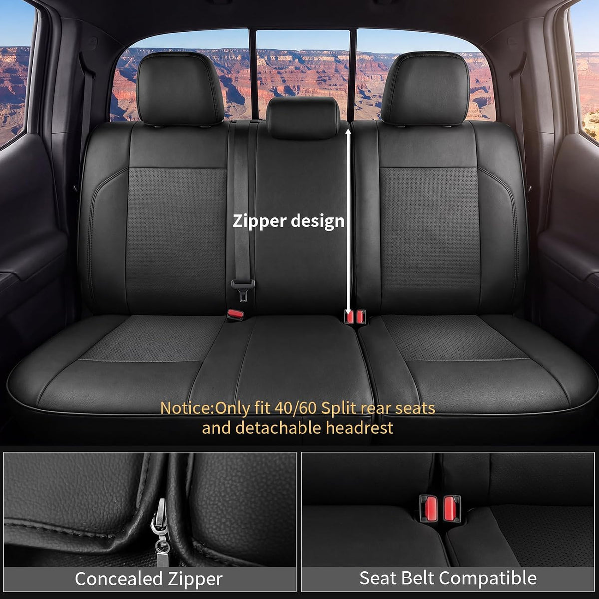 Umbrauto Seat Covers for Toyota Tacoma 2016-2023 Double &amp; Crew Cab,Nappa Leather, 3D Laser-Scan Custom Fit, Waterproof, Easy-Clean, Full Coverage, Airbag Compatible, Pet &amp; Scratch Protection