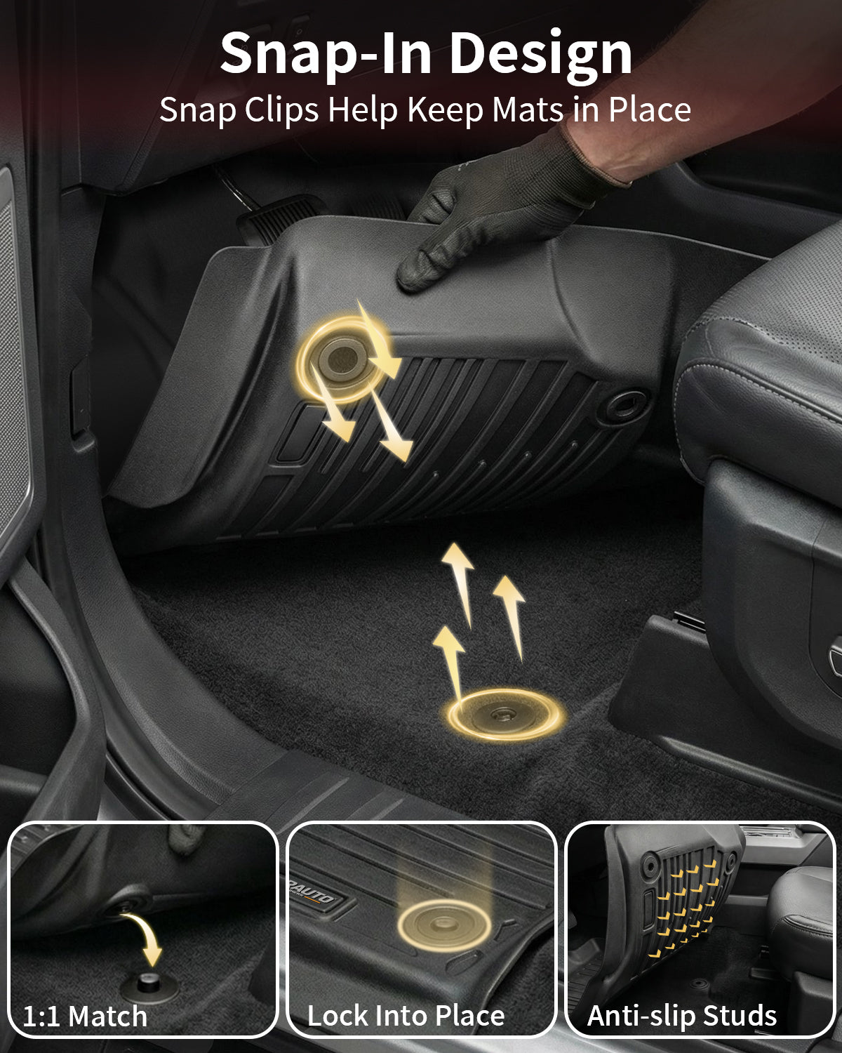 Umbrauto Custom Fit Floor Mats for Ford F150 SuperCab (Extended Cab) 2015-2025 2026 (Not for SuperCrew Cab), All Weather TPE Automotive Pickup Truck Liners for Front &amp; Rear Row