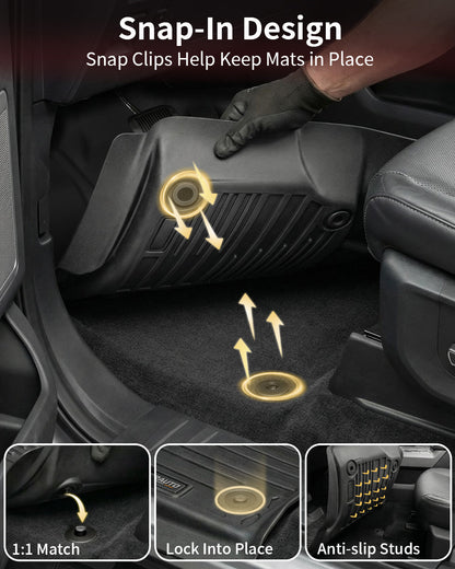 Umbrauto Custom Fit Floor Mats for Ford F150 SuperCab (Extended Cab) 2015-2025 2026 (Not for SuperCrew Cab), All Weather TPE Automotive Pickup Truck Liners for Front &amp; Rear Row