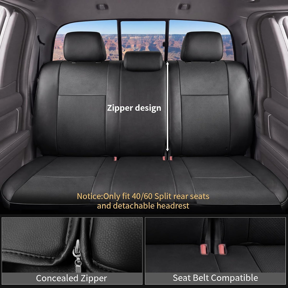 Umbrauto Car Seat Covers for Toyota Tacoma 2005-2015 Double &amp; Crew Cab,Nappa Leather, 3D Laser-Scan Custom Fit, Waterproof, Easy-Clean, Full Coverage, Airbag Compatible, Pet &amp; Scratch Protection