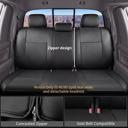 Umbrauto Car Seat Covers for Toyota Tacoma 2005-2015 Double &amp; Crew Cab,Nappa Leather, 3D Laser-Scan Custom Fit, Waterproof, Easy-Clean, Full Coverage, Airbag Compatible, Pet &amp; Scratch Protection