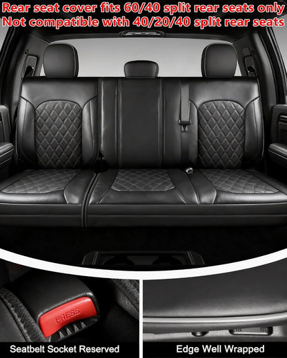 Umbrauto Seat Covers Custom Fit Ford F150, Waterproof Nappa Leather Pickup Truck Seatcovers for 2015-2026 F150 SuperCrew/ 2017-2026 F250 F350 F450 Super Duty Crew Cab XL XLT Lariat King