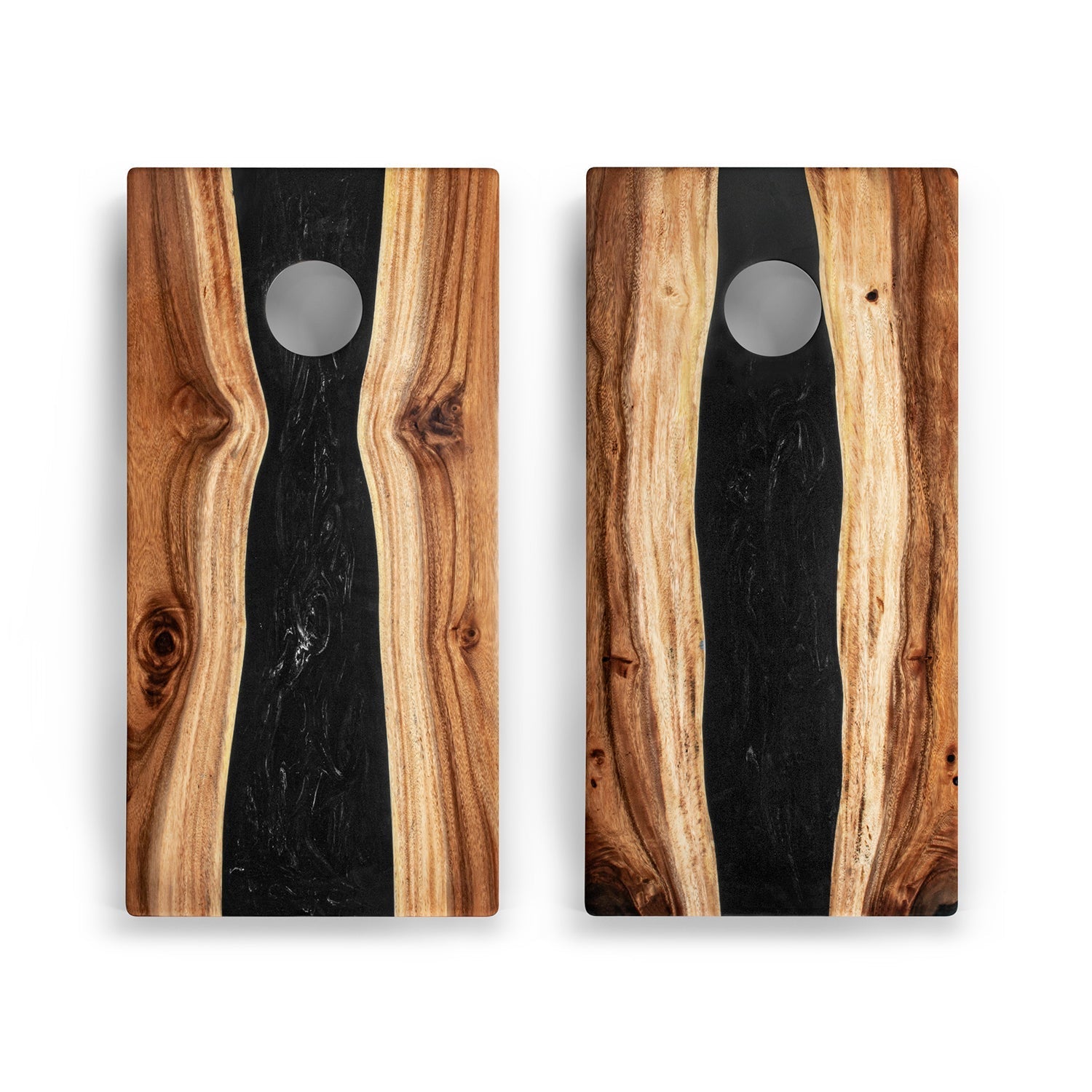 2ft x 4ft Resin &amp; Wood Classic Cornhole Set | Live Edge River Collection