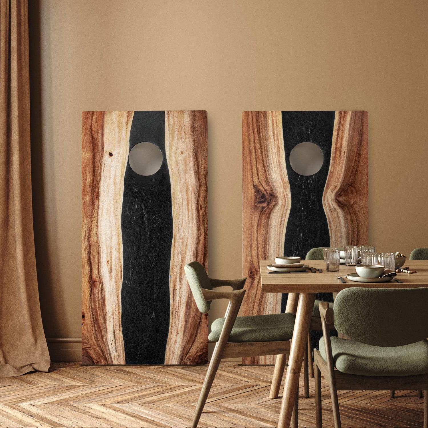 2ft x 4ft Resin &amp; Wood Classic Cornhole Set | Live Edge River Collection