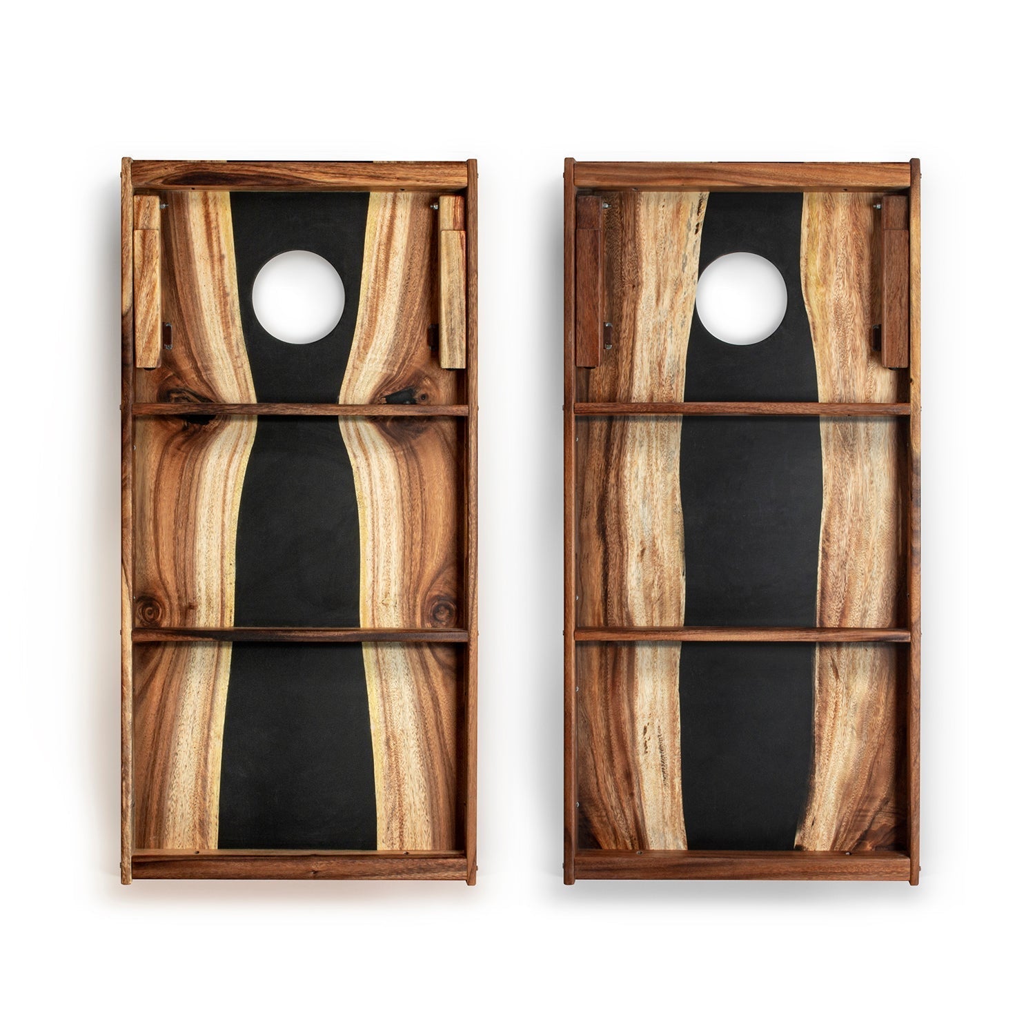 2ft x 4ft Resin &amp; Wood Classic Cornhole Set | Live Edge River Collection