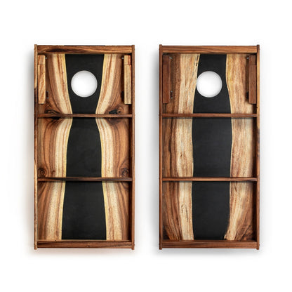 2ft x 4ft Resin &amp; Wood Classic Cornhole Set | Live Edge River Collection