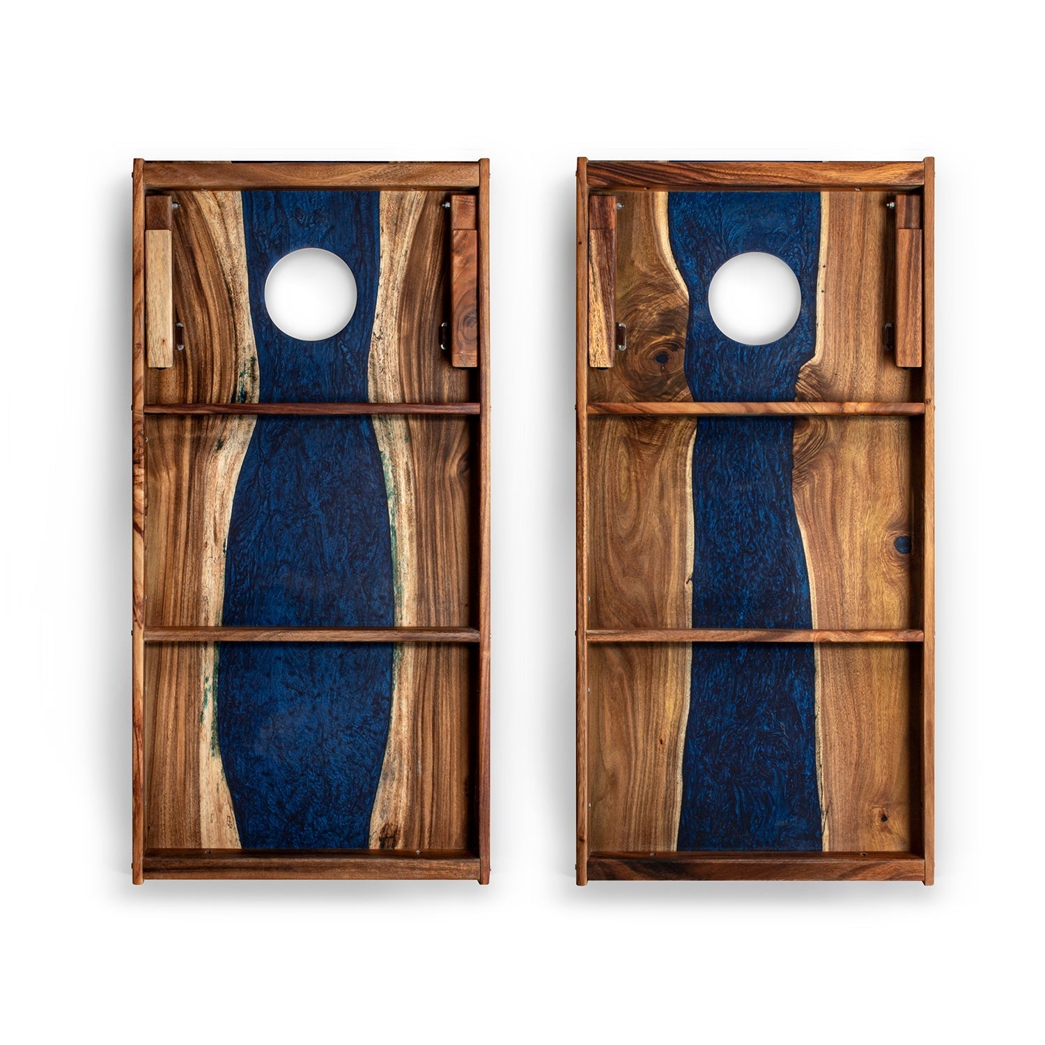 2ft x 4ft Resin &amp; Wood Classic Cornhole Set | Live Edge River Collection
