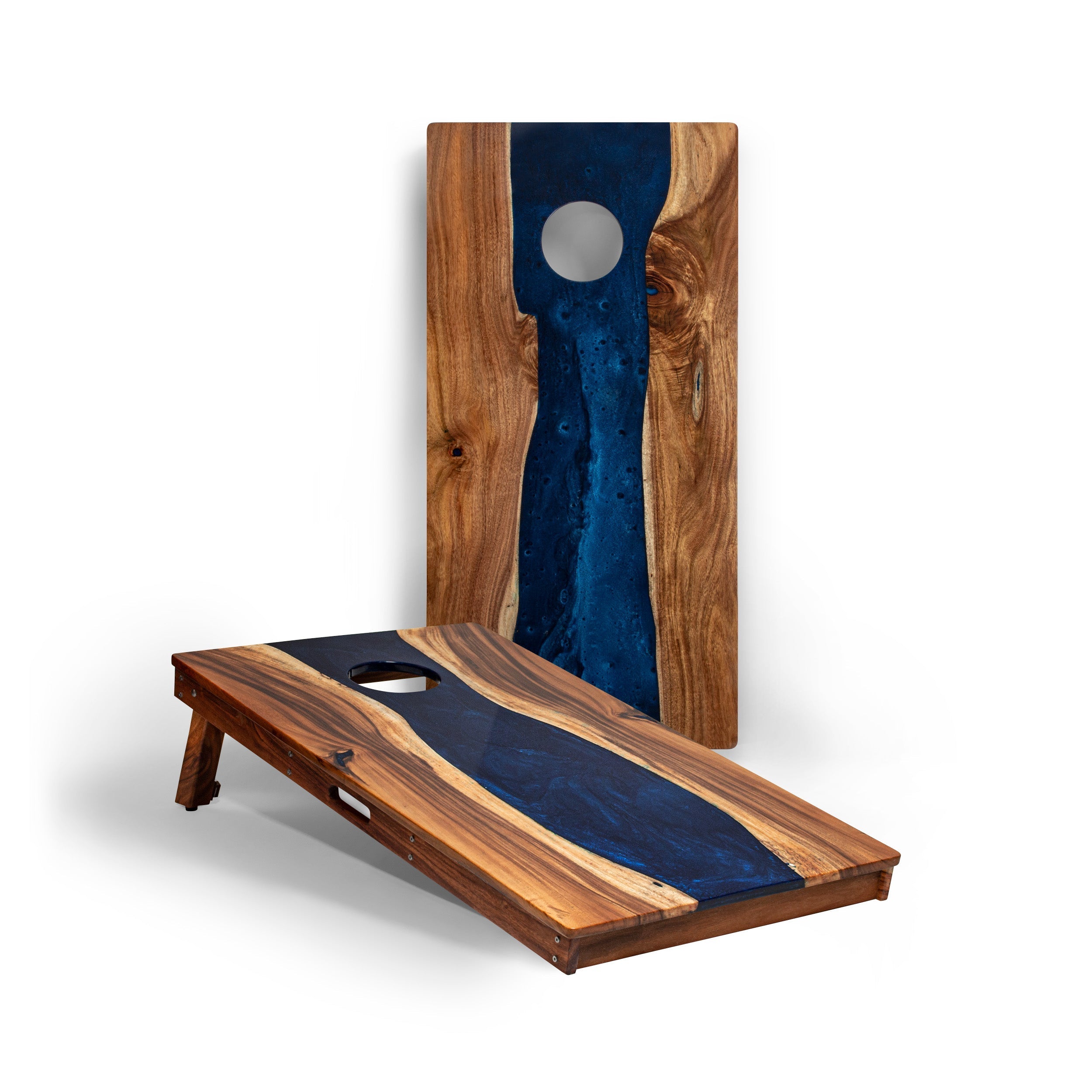 2ft x 4ft Resin &amp; Wood Classic Cornhole Set | Live Edge River Collection