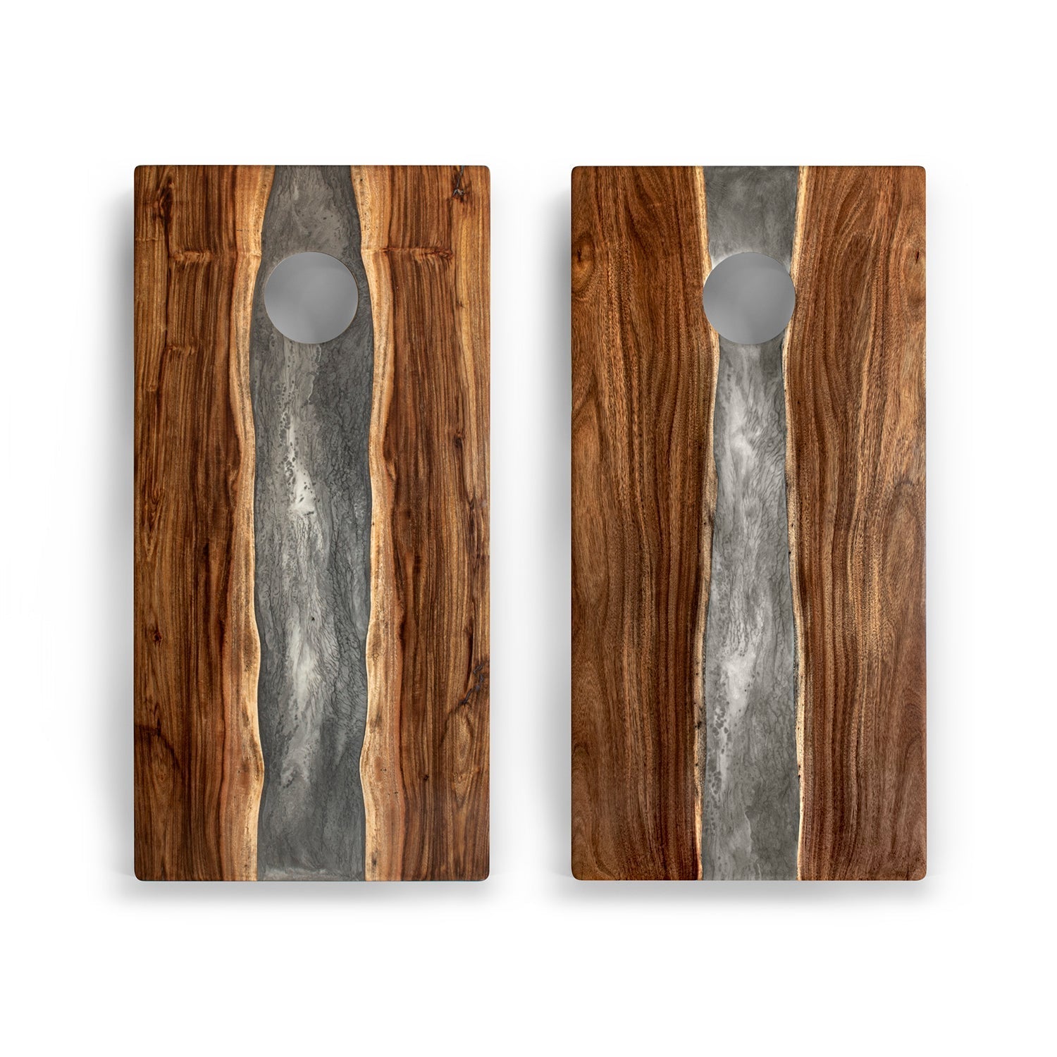 2ft x 4ft Resin &amp; Wood Classic Cornhole Set | Live Edge River Collection