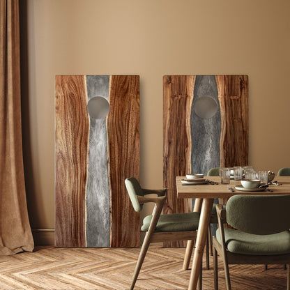 2ft x 4ft Resin &amp; Wood Classic Cornhole Set | Live Edge River Collection