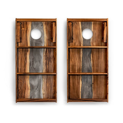 2ft x 4ft Resin &amp; Wood Classic Cornhole Set | Live Edge River Collection
