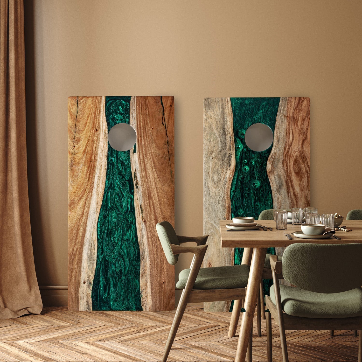 2ft x 4ft Resin &amp; Wood Classic Cornhole Set | Live Edge River Collection