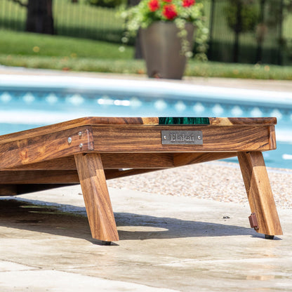 2ft x 4ft Resin &amp; Wood Classic Cornhole Set | Live Edge River Collection