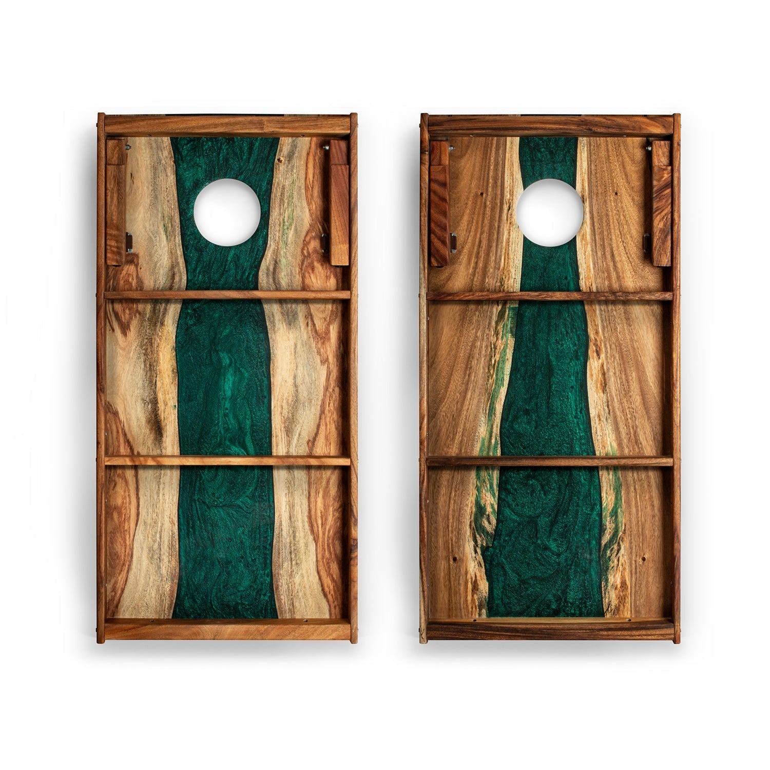 2ft x 4ft Resin &amp; Wood Classic Cornhole Set | Live Edge River Collection