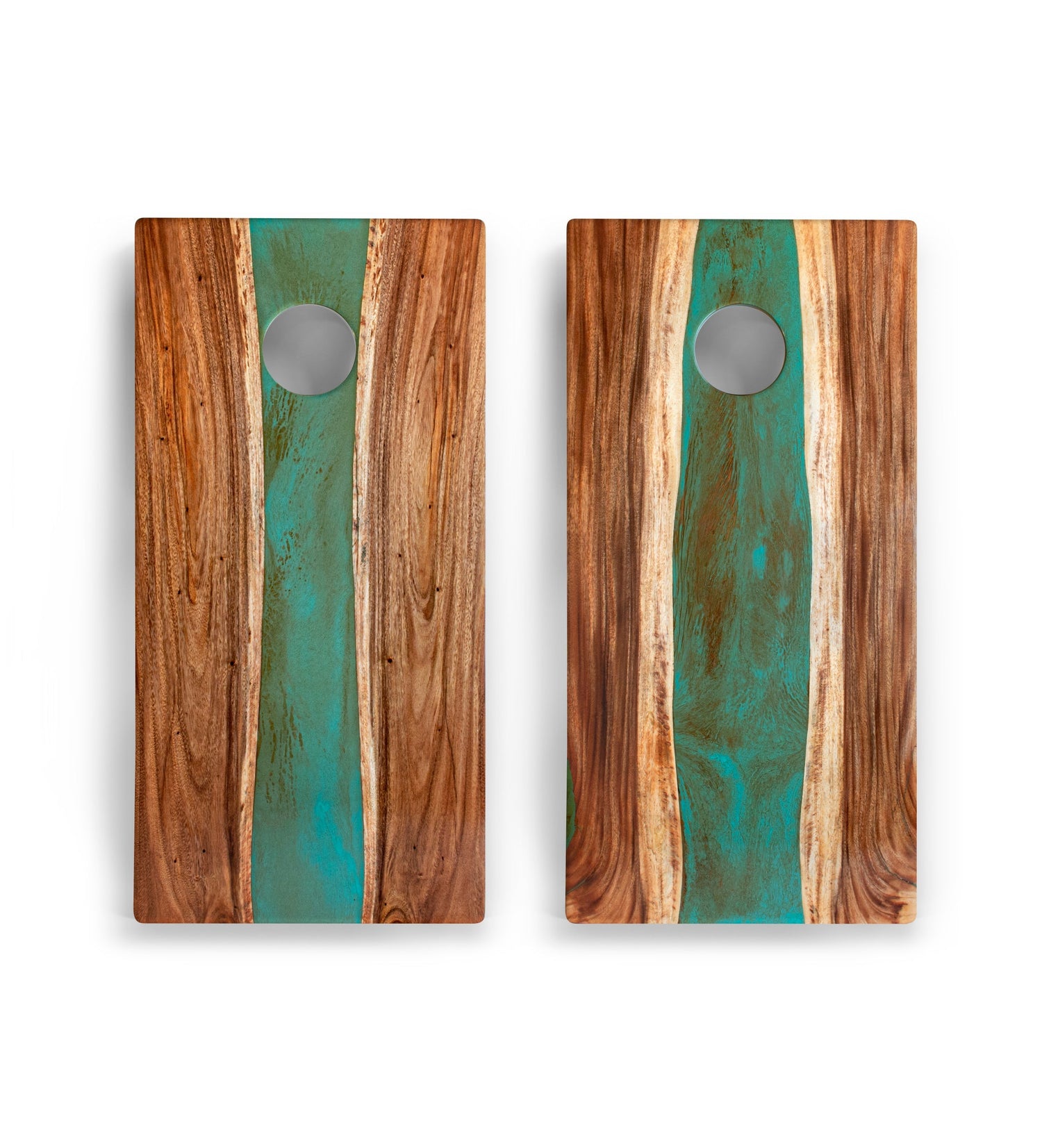 2ft x 4ft Resin &amp; Wood Classic Cornhole Set | Live Edge River Collection