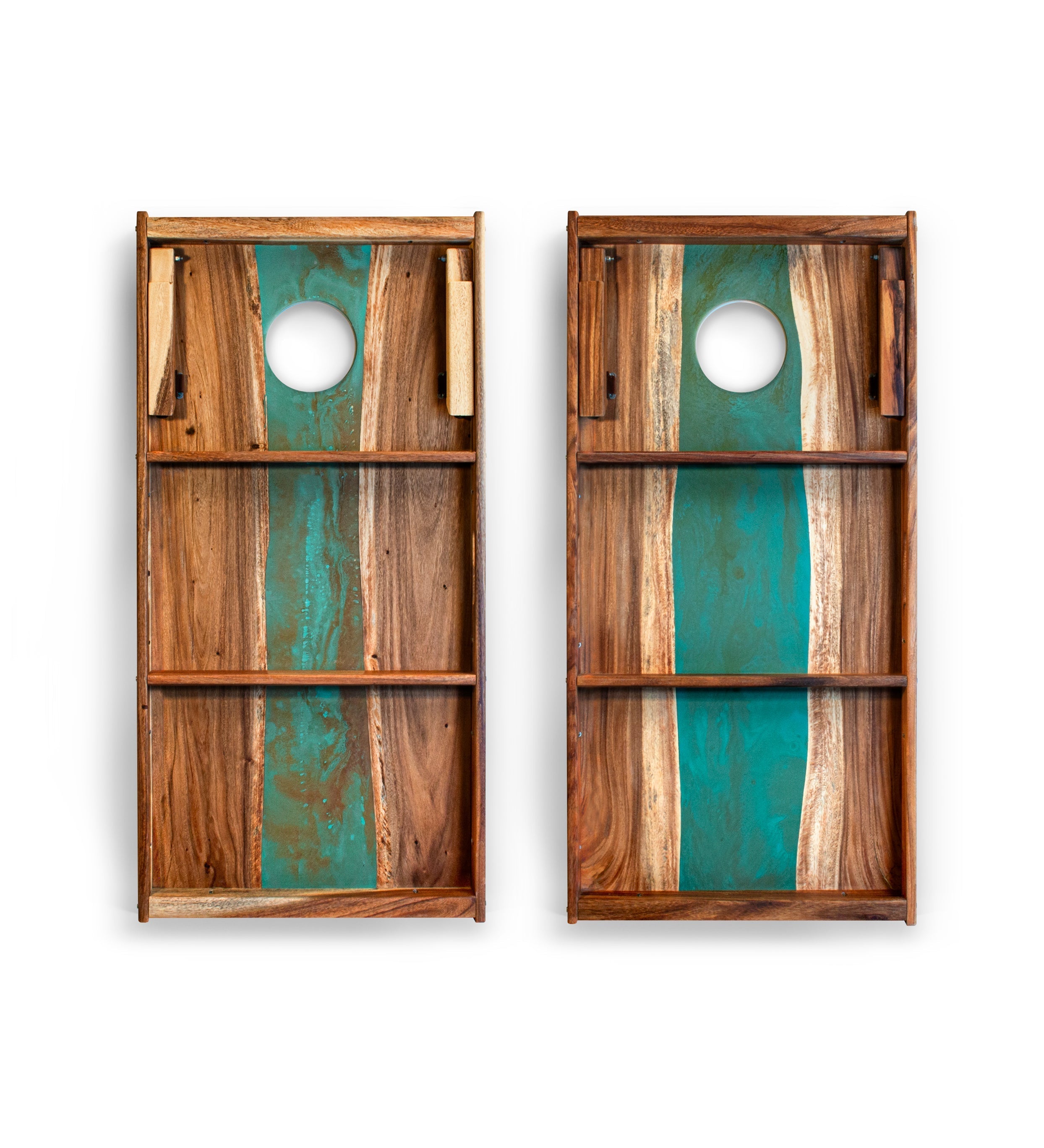 2ft x 4ft Resin &amp; Wood Classic Cornhole Set | Live Edge River Collection