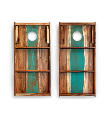 2ft x 4ft Resin &amp; Wood Classic Cornhole Set | Live Edge River Collection