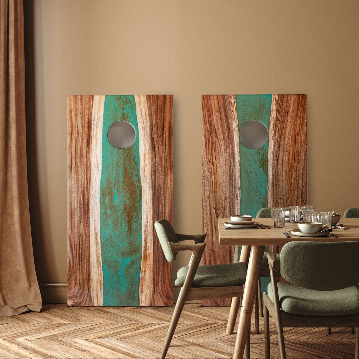 2ft x 4ft Resin &amp; Wood Classic Cornhole Set | Live Edge River Collection