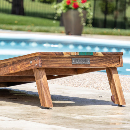 2ft x 4ft Resin &amp; Wood Classic Cornhole Set | Live Edge River Collection