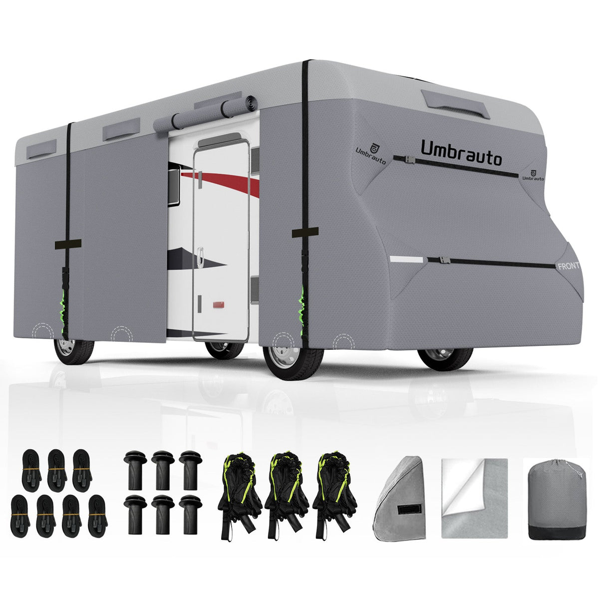 Umbrauto RV Cover Class C Upgraded 7 Layers Anti-UV Top Panel Motorhome Cover,Gray
