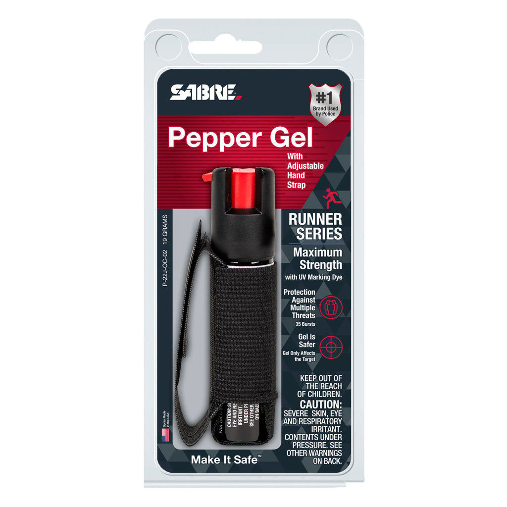 Sabre Runner Pepper Gel with Hand Strap - Black - Model SRPG-Black