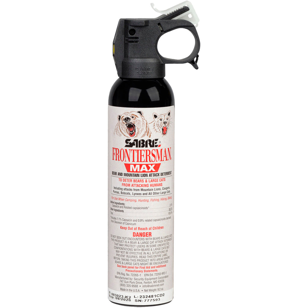 Sabre Frontiersman Max Bear and Lion Spray 9.2 oz - Powerful Deterrent for Outdoor Adventures