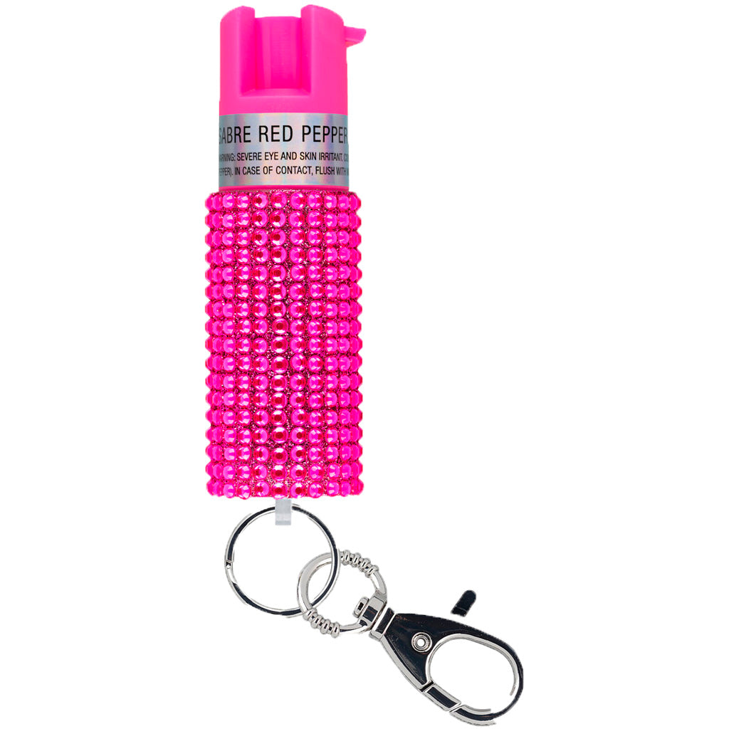 Sabre Jeweled Pink Pepper Spray with Snap Clip - Maximum Strength Formula