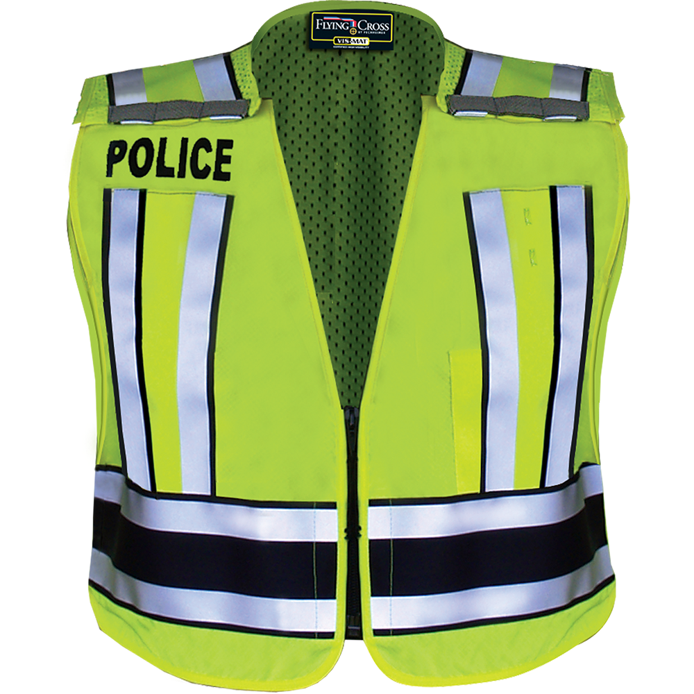 Pro Series Hi-Vis Safety Vest w/ Navy Band &amp; POLICE Lettering - LAPD Navy