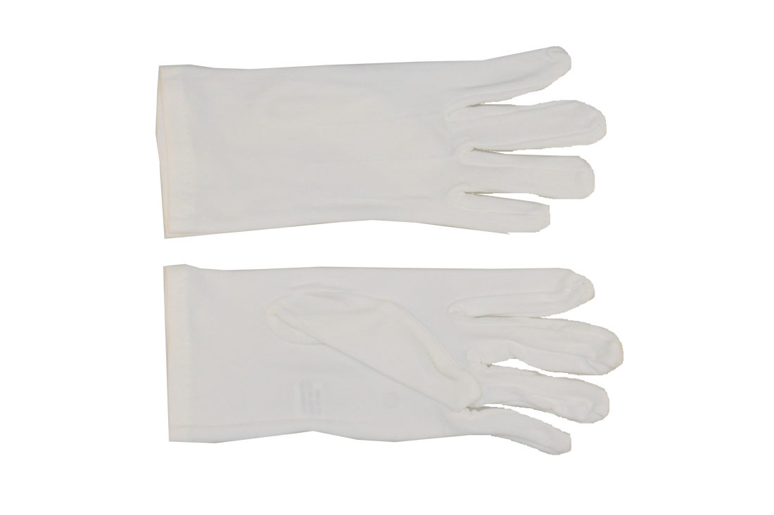 Parade Slip-On Gloves - Nylon Stretch w/ Raised Pointing - White