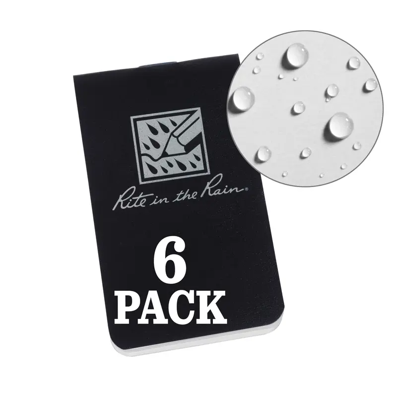 On-The-Go Notebook (Blank) - Black - 6 Pack