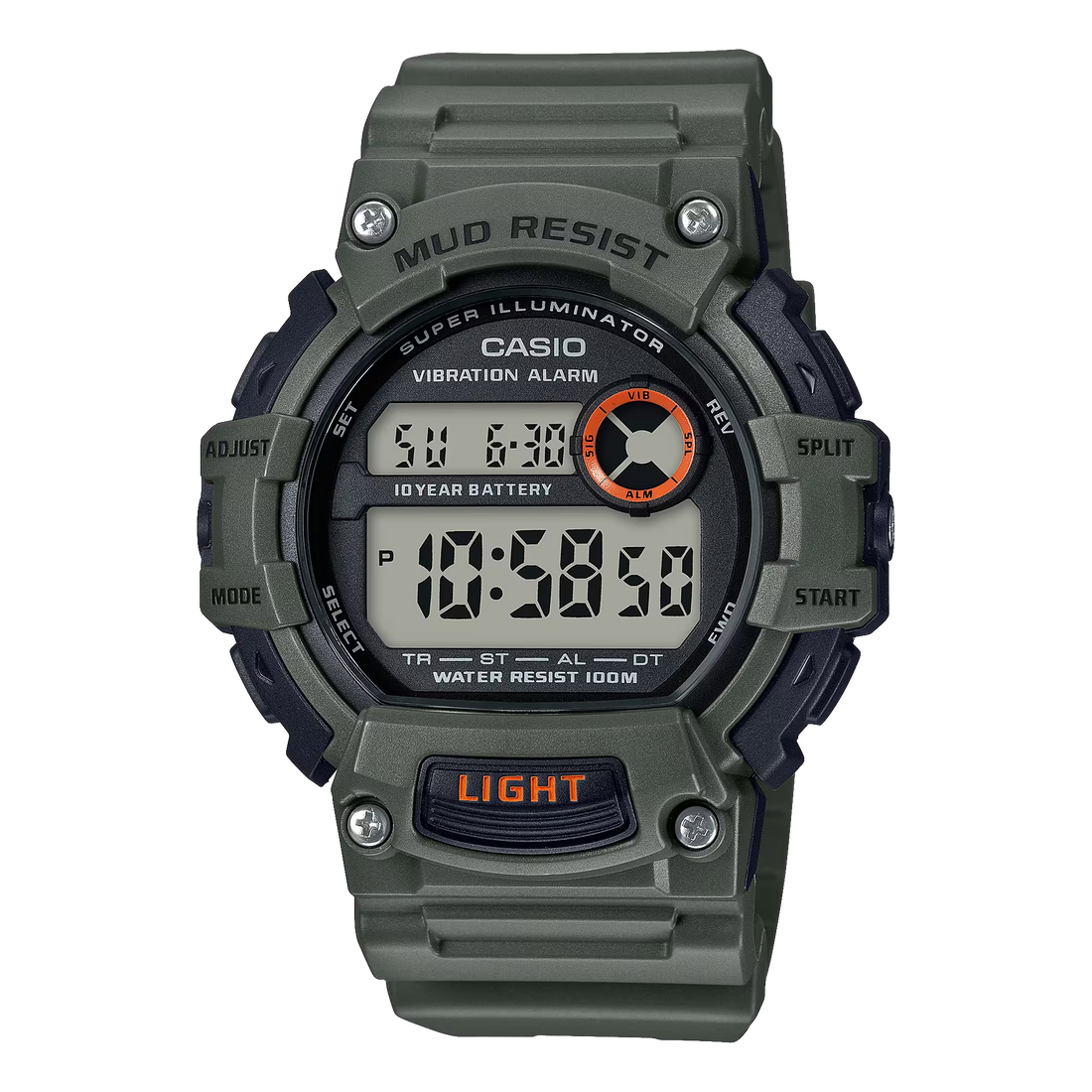 Mud-Resistant Digital Watch w/ Vibration Alarm