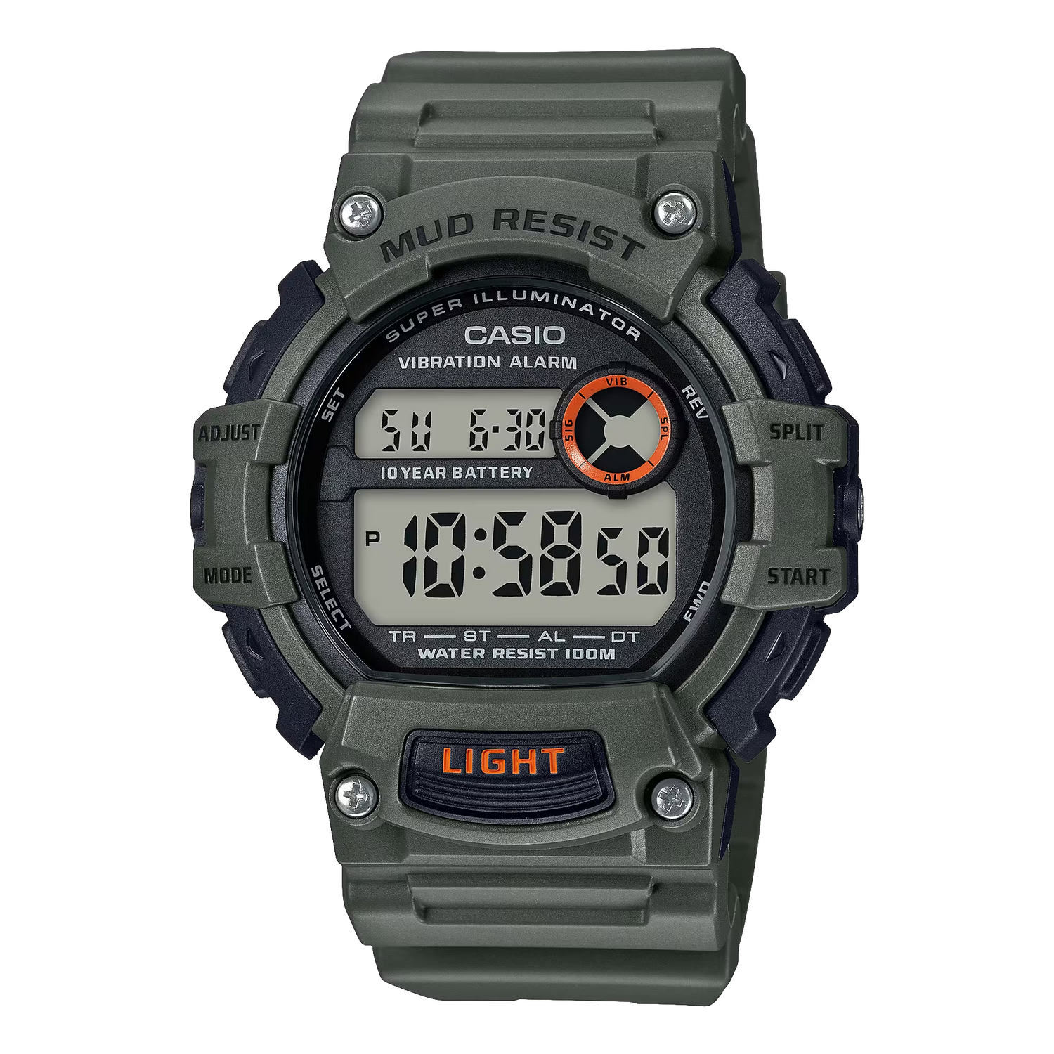 Mud-Resistant Digital Watch w/ Vibration Alarm