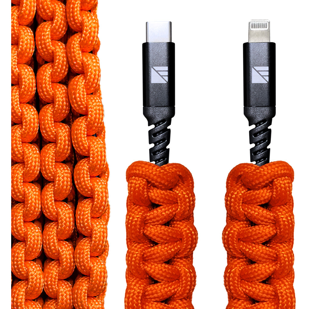 Dark Energy Lightning to C Paracord Cable - Orange